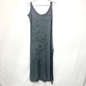 Vintage 90's/Y2K Victoria's Secret Grey Maxi Body Con Tank Dress Floral Large